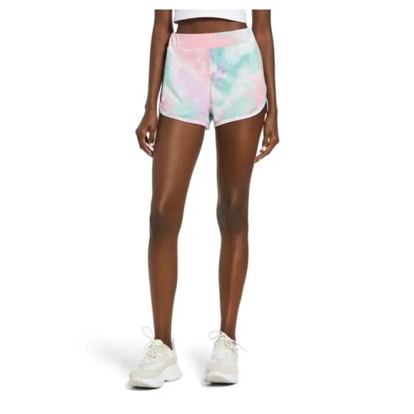 ROW A NWT Tie Dye Shorts In Pink Purple Tie Dye Size Large casual soft light NEW - Picture 1 of 4